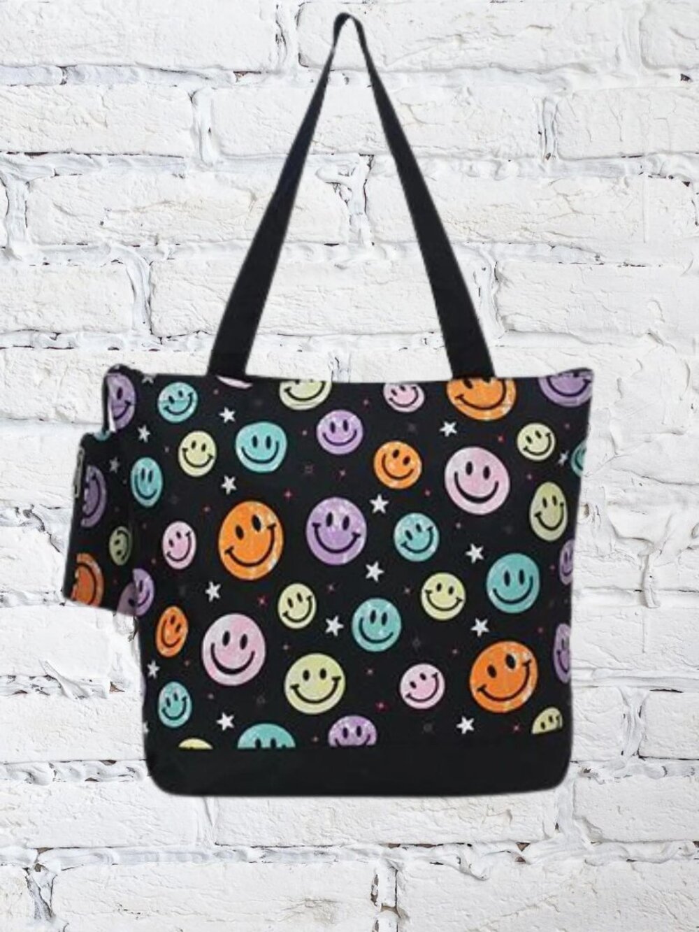 NWT NGIL SMILEY FACE CANVAS TOTE BAG